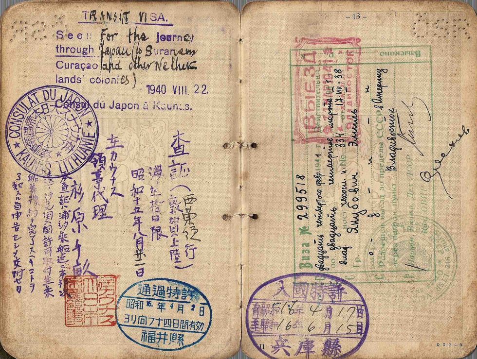 1940_issued_visa_by_consul_Sugihara_in_Lithuania